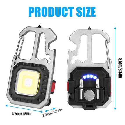USB Rechargeable LED COB Work Light, Mini Magnetic Keychain Torch Lamp