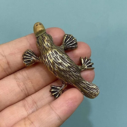 2X Brass Platypus Tea Pet Figurine Statue for Home Desktop Decor