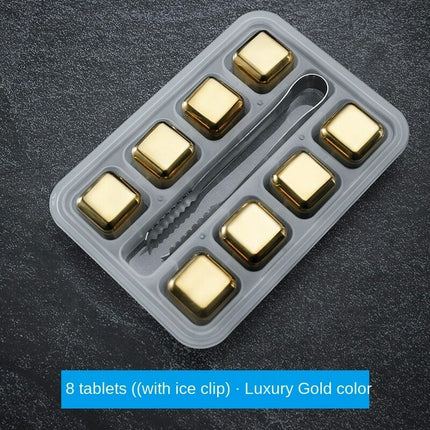 Reusable Stainless Steel Ice Cubes Chilling Rocks with Tong for Whiskey