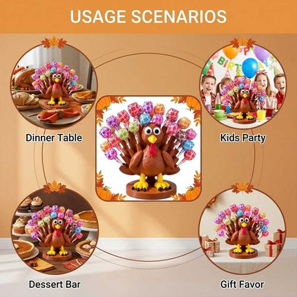 3D Printed Thanksgiving Turkey Lollipop Holder Stand & Candy Display