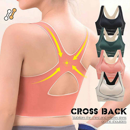 Women's Comfy Front Cross Seamless Corset Bra with Side Buckle Smooth Liner