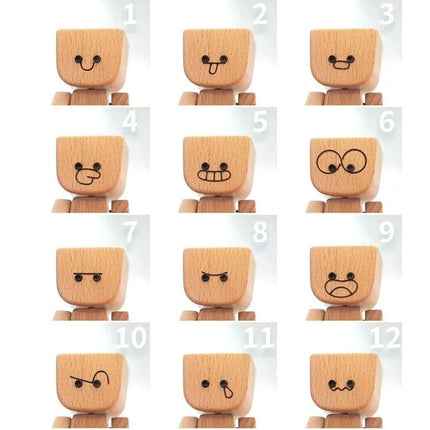 Wooden man car decoration ornament 12 emoticon accessories