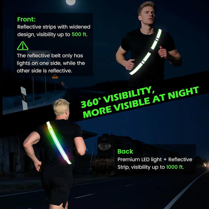 Flashing LED Reflective Safety Sash Belt for Night Walking Gear