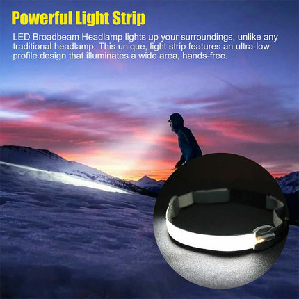 COB LED Headlamp Flashlight Work Light Bar Head Band Lamp USB Charging