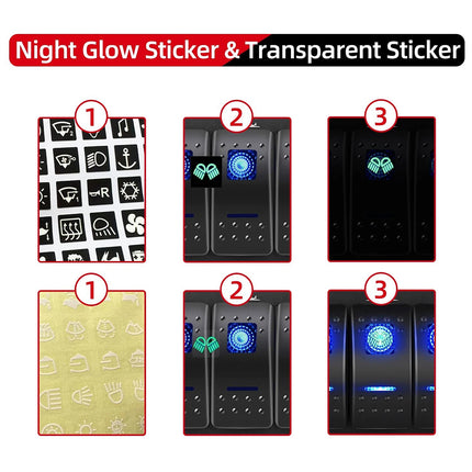 Waterproof 2-Gang Rocker Switch Panel with Blue LED for 12V/24V Use in Car, Marine Boat, and RV