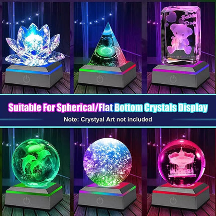 Square/Round 3D LED Light Base Stand for Crystal Art Glass Display