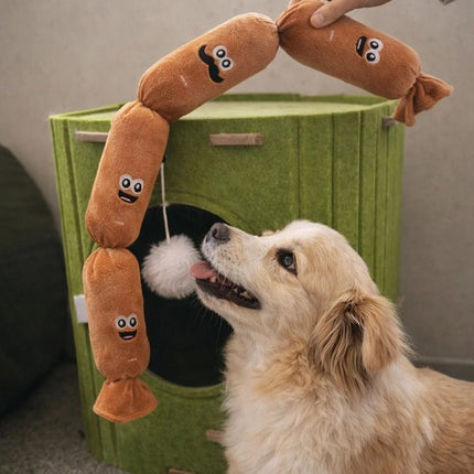 Cute Plush Sausage Squeaky Dog Toy Bite-Resistant Pet Chew Sound Toy