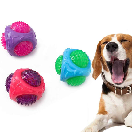 3Pcs Flashing Squeaky Dog Ball – Glows in Dark, Tough Toy