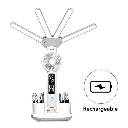 4-in-1 LED Desk Lamp with Fan, Dimmable for Reading & Night Light