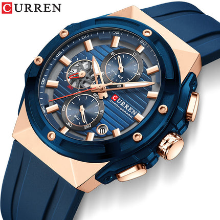 Men's Military Style Sport Silicone Watch with Date Calendar for Boys