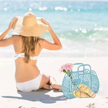 Reusable Jelly Tote Beach Bag Gift Basket for Girls Bright Purse