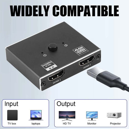4K2K 60Hz HDMI 2.1 Switch 1x2 or 2x1 Bi-Directional Splitter