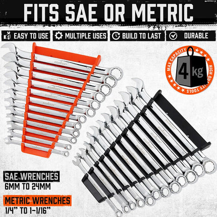 2Pcs Magnetic Spanner Rack, Holds 24 Tools, Wrench Organiser for Workshop