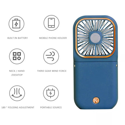 Mini Foldable Neck Fan, USB Rechargeable, Portable for Desk or Handheld Use