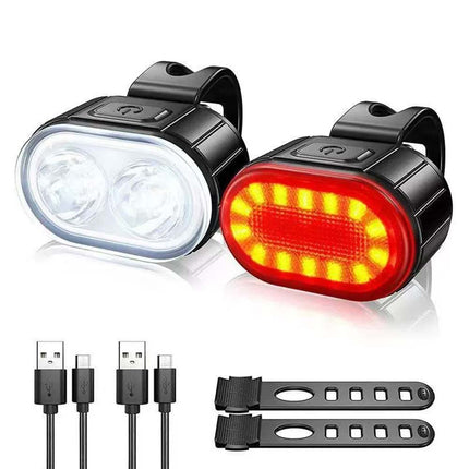 2PCS Super Bright Bike Light Set Front & Rear Waterproof LED Torch
