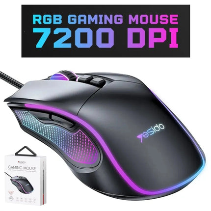 Wired RGB Gaming Mouse | 7200 DPI, 6 Programmable Buttons, Optical Sensor for PC/Laptop