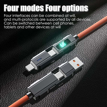 4-in-1 USB-C PD 100W Fast Charging Cable for iPhone & Android