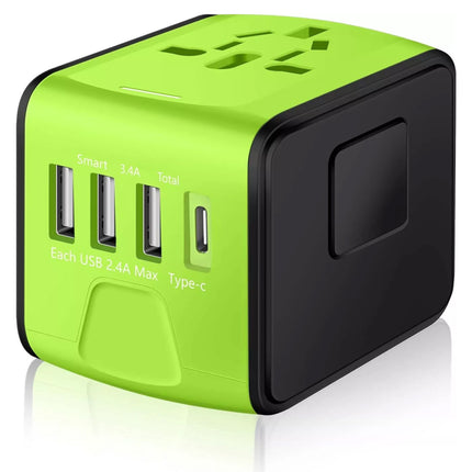 Universal Travel Adapter 3 USB & Type-C Outlet Power Converter Plug