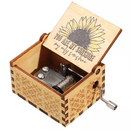 Hand-Cranked You Are My Sunshine Music Box – Black Engraved Musical Gift
