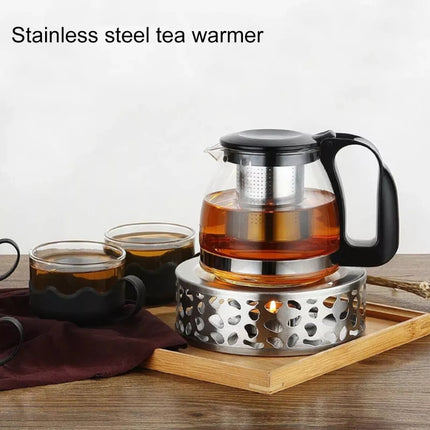 Stainless Steel Teapot Base Round Candle Warmer for Home Tea Coffee Milk