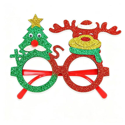 Christmas Party Glasses Snowman Reindeer Antler Frame Decoration