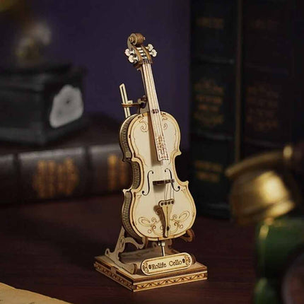 3D Wooden Cello Scale Model DIY Laser Cut Puzzle Kit