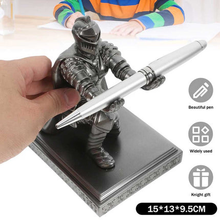 Resin Medieval Knight Soldier Pen Holder Office Desk Decor Warrior