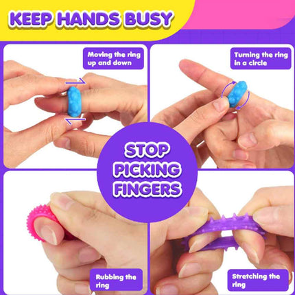 12 Pcs Textured Sensory Rings – Fidget Toy for All Ages, Multicolor