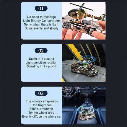 Solar Powered Rotating Car Air Freshener - Hanging Helicopter Ornament