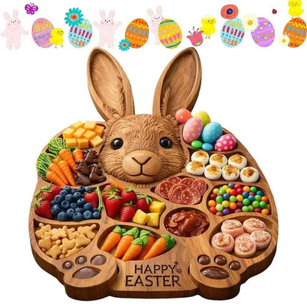 Wooden Cold Dish Platter for Easter – 14"x14" Serving Board, Great Gift, Easy Clean Kitchen Accessory
