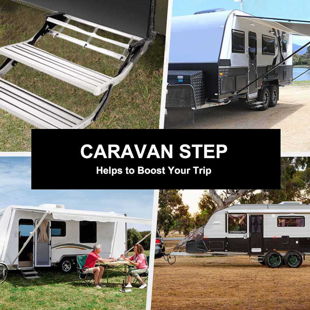12V Electric Retractable Step for Caravan & RV - Aluminum Drop-Down Entry Step