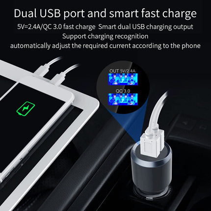3-in-1 Bluetooth FM Transmitter for Car: Wireless Hands-Free Calling, Fast QC3.0 USB Charger, MP3 Player & FM Radio Tuner