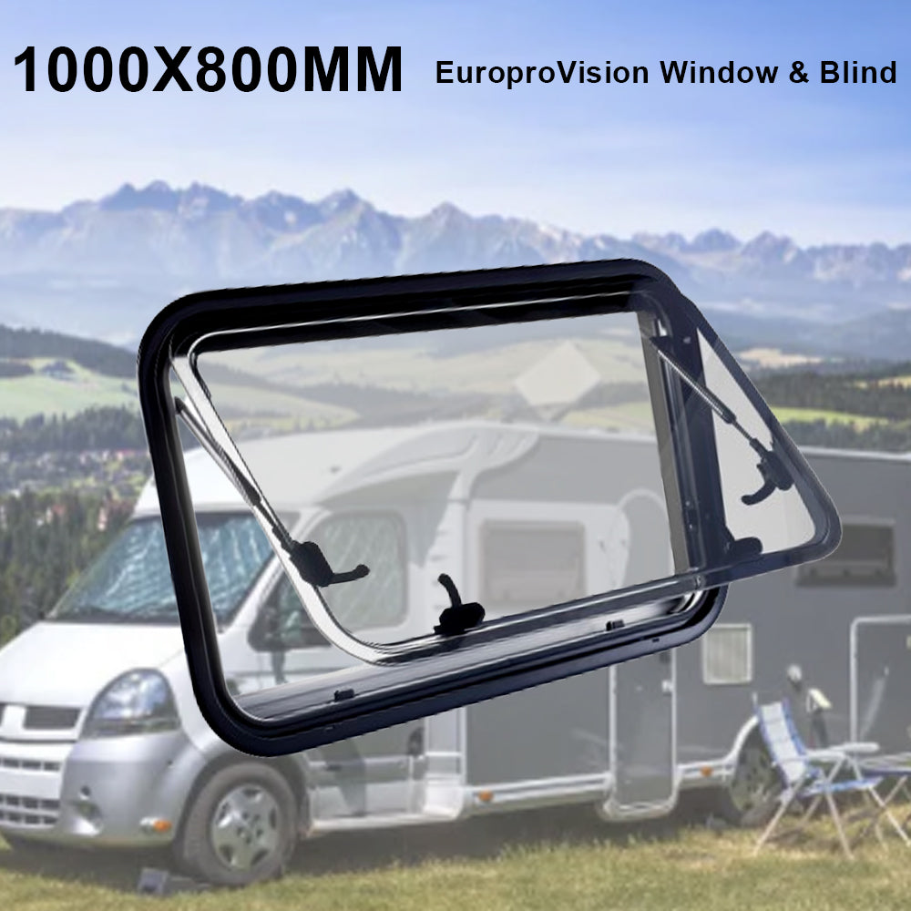 1000x800mm Giant Caravan Window Locking System with Integrated Heavy-Duty Gas Strut | for Oversized Push-Out Windows