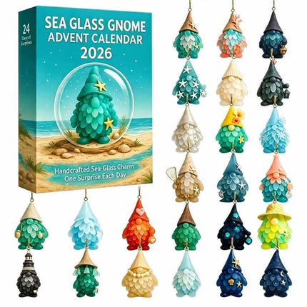 24-Day Christmas Advent Calendar Sea Glass Gnome Birds 2D Acrylic Hanging