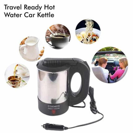 500ML Portable 12V Car Kettle for Travel | Fast Heating Water Boiler for Truck, RV & Cup Holder