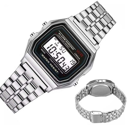 Classic Retro Digital Neutral Silver Watch