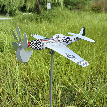 Compass Weather Vane Airplane Wind Spinner Garden Decor