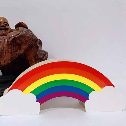Rainbow Wooden Pen Holder DIY Pencil Case Desk Organizer for Phone Storage