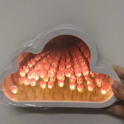 Handmade Cloud Tulip LED Lamp - Flower Night Light for Home Mirror Decor