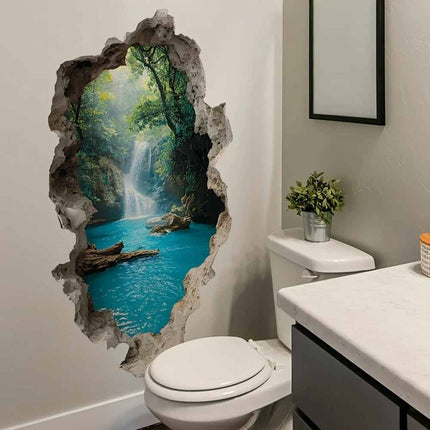 3D Waterfall Landscape Wall Sticker Scenic Decal for Bedroom Home Decor