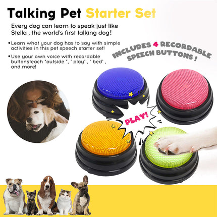 4X Recordable Talking Button Set for Dog Training & Communication