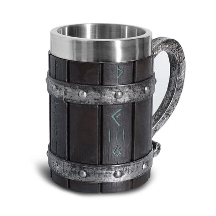 Viking Stainless Steel Tankard Odin Thor Mjolnir Beer Stein & Coffee Cup