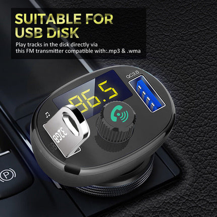 Bluetooth 5.0 FM Transmitter for Car | Wireless Radio Adapter & Dual USB Charger