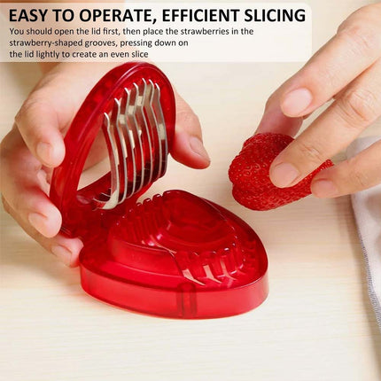 Stainless Steel Strawberry Slicer with Sharp Blade – Fruit Cutter Tool