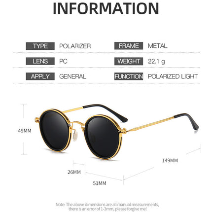 Pilot Polarized Sunglasses Round Metal Frame for Women Men Driving