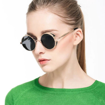 Steampunk Polarized Sunglasses UV400 Retro Round Driving Glasses for Men Women