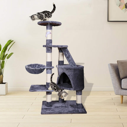 CARLA HOME 120cm Cat Tree for Indoor Cats with Condo, Hammock & Plush Perchfor for Kittens & Adult Cats-2050057516825579526