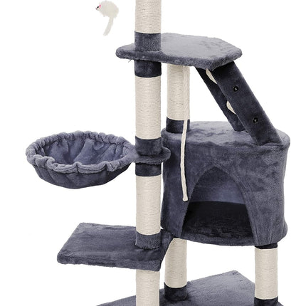 CARLA HOME 120cm Cat Tree for Indoor Cats with Condo, Hammock & Plush Perchfor for Kittens & Adult Cats-2050057516825579528