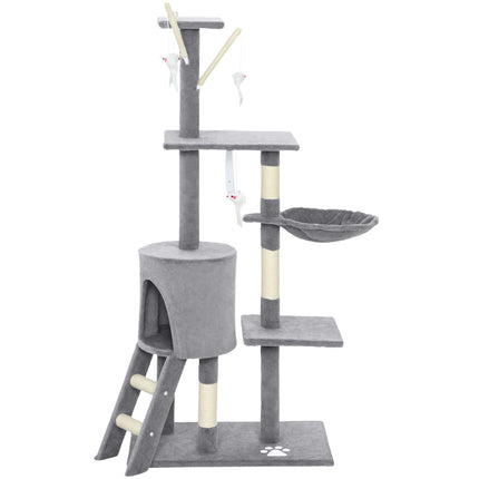 CARLA HOME 134cm Cat Tree for Indoor Cats with Hammock, Plush Perch & Sisal Scratching Posts for Kittens & Adult Cats (Light Grey)-2050057517026906121
