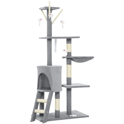 CARLA HOME 134cm Cat Tree for Indoor Cats with Hammock, Plush Perch & Sisal Scratching Posts for Kittens & Adult Cats (Light Grey)-2050057517026906120